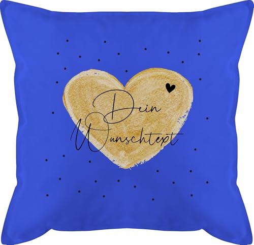 Kissen 50x50 - Aufdruck selbst gestalten - Dein Wunschtext I Geschenk personalisiert Weihnachten I Vatertag I Muttertag I Geburtstag - 50 x 50 cm - Blau - pärchenkissen muttertagskissen