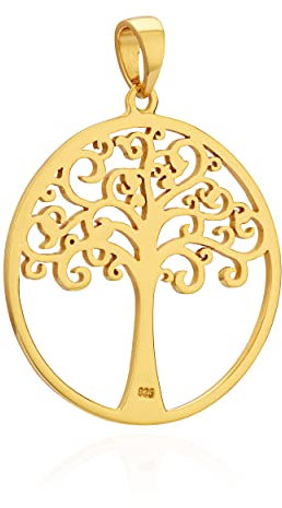 NKlaus ciondolo albero della vita argento 925 placcato oro 22 mm amuleto albero della vita 11449