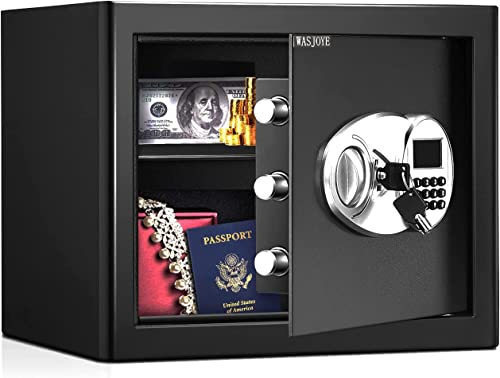 WASJOYE 26L Tresor für Zuhause, Safe Tresore mit Zahlenschloss, Digital Elektronischer Möbeltresore,26 * 37 * 27cm Tresor mit 2 Schlüssel, für Büro Hotel Geld Dokument Schmuck Reisepass Lagerung