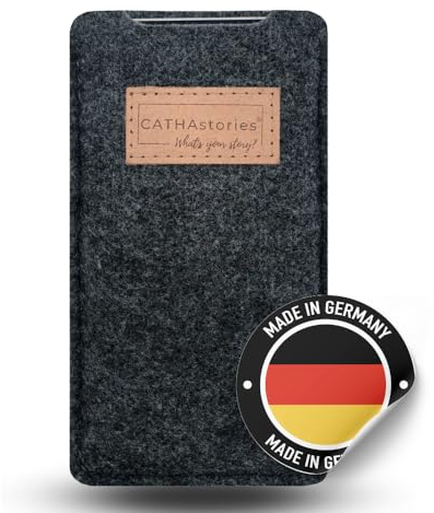 CATHAstories Breite Hülle für iPhone 15 Pro Max, 14 Pro Max, 13 Pro Max MIT Apple Case. Tasche, Handyhülle aus nachhaltigem Filz – Made in Germany - Onixgrey (Anthrazit)
