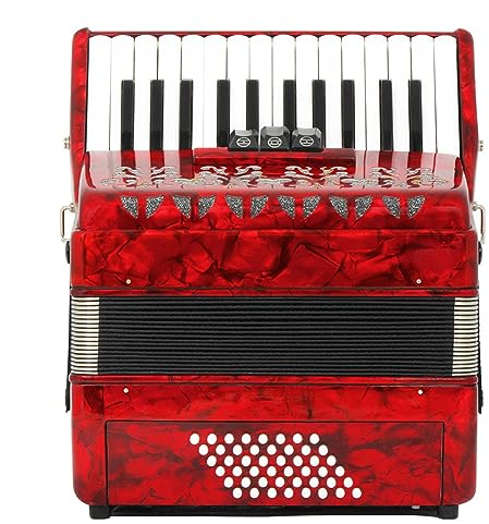 HDYNUZ Akkordeon, 34 Tasten, 60 Bässe, Anfänger-Akkordeon, Erwachsener, Profi, der Akkordeoninstrument spielt, mit Riemen-Aufbewahrungstasche (Color : Red)