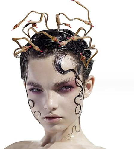 Halloween Stirnband Schlange Kopfbedeckung Medusa Gruselig Rollenspiel Haarband Gothic Haarreif Krone Kopfschmuck Tag der Toten Haarschmuck Party Fasching Up Headwear Karneval Kostüm Zubehör