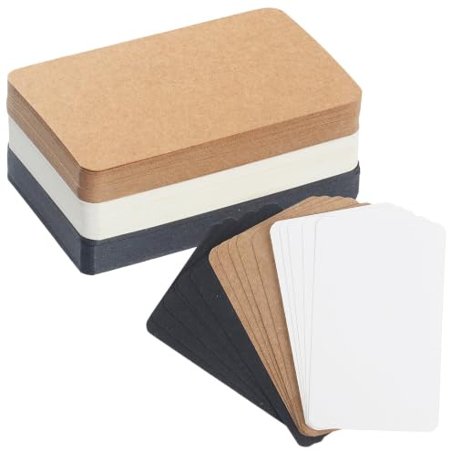 Tomoyuki 150 Pcs 3 Colors Blank Business Cards, 3.46 x 2.04/8.8 x 5.2 cm | Blank Kraft Cards, Craft Words Cards Paper, Flash Cards Blank for Learning, Study, DIY, Memory, Note, Gift Tags