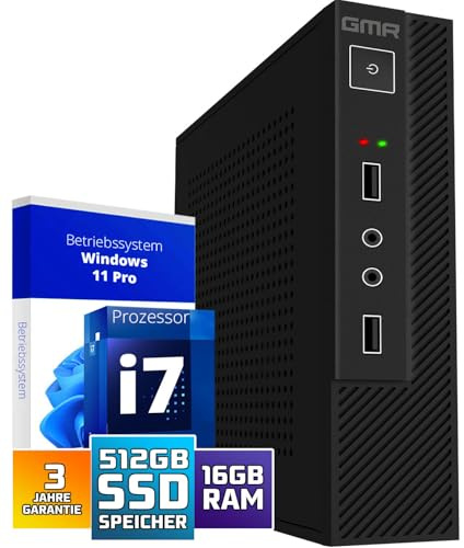 GMR Ultra Smart Mini i7 Office PC - Business Office Computer | 3 Jahre Garantie | 16 GB RAM | 512GB SSD | USB 3 | Windows 11 Prof | WiFi-Bluetooth