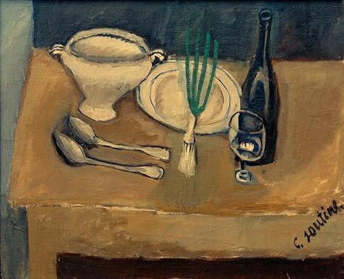 TVLAR Berühmte Gemälde Leinwand Plakat Vintage Leinwanddruck Stillleben mit suppenterrine von chaim Soutine für Wohnzimmerdekoration 60x90cm