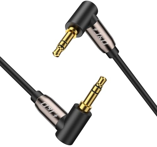 J&D Cavo 3,5mm Audio Aux Placcato in Oro Cavo Stereo ad Angolo a 90 Gradi a Destra Compatibile per Altoparlanti e Tutti gli Altri Dispositivi, 4,9 Meter