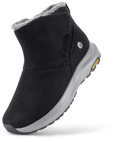 FitVille Botas de Invierno Extra Anchas para Hombre Botas de Nieve con Forro cálido Zapatos Anchas de caña Corta Botas Planas para Exteriores Antideslizantes Negro 46 EU X-Ancho