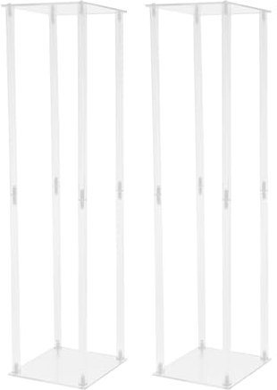 Soporte para flores de acrílico, 2 unidades, jarrón, suelo, moderno, soporte para plantas, centros de mesa, centros de mesa, rectángulos, tubos acrílicos, columna para bodas, fiestas de cumpleaños,