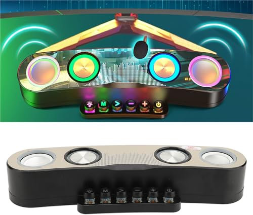 Bewinner Altoparlanti per Computer Rgb, Soundbar con Luce LED Colorata con Subwoofer, 5.0, per Giochi