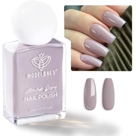 Modelones Nagellack - Grau, 15 ML, Schnelltrocknend, Langanhaltender Nagellack für DIY Salon & Maniküre