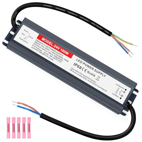 GPJYD 100W LED Trafo 24V Netzteil, Wasserdicht IP67 LED Transformator 4.16A | 110V-250V AC to 24V DC LED Treiber für LED-Streifen im Innen Außenbereich