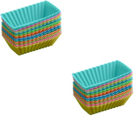 Amosfun 24pcs Cute Muffin Cases for Baking Silicone Muffin Cups Cake Baking Tins Reusable Cupcake Cups Kitchen Supplies Random Color
