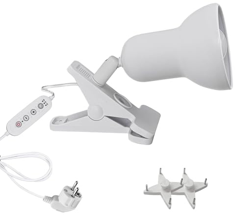 FSLiving Modern Klemmleuchte, Einstellbar Clip auf Schreibtisch Leselampe, Clamp Nachttischlampe mit Flexarm, 1x E27 Fassung max. 60 Watt für Schreibtisch, Nachttisch, Regal - Weiß TD0473