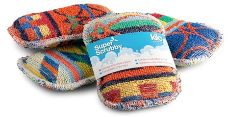 Kilo Non-Scratch Washing Up Mini Scrubby Sponge/Scouring Pad, Double Sided Eco-Friendly Cotton Mini Cleaning Cloth (Set of 4)