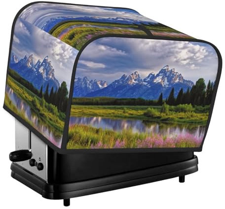 Grand Teton Nationalpark Toaster-Abdeckung, 4 Scheiben, Küche, kleine Geräte, Abdeckungen mit Taschen, Toaster, Staubschutz mit Griff oben, waschbar, Universal-Brotbackmaschinen-Abdeckung für Küche