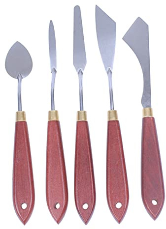 PHENOFICE Set Spatole Per Pittura a Olio Con Manico in Legno, Strumenti in Acciaio Inox Per Miscelare Colori, Kit Portatile Per Artisti e Pittori, Forniture Essenziali Per Pittura Su Tela