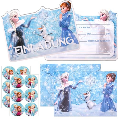 yumcute 12pcs Einladungen Einladung Kindergeburtstag mit Umschlägen und Aufklebern Geburtstagsparty Einladungen, Blau Partyeinladungen Kinder für Mädchen und Jungen