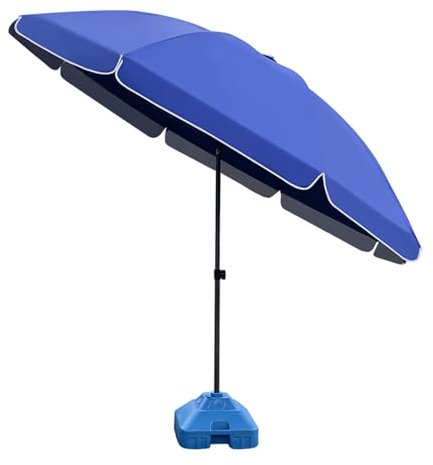 BVDHASDBT Parasol pour table d'extérieur, marché, cour, grand parapluie rond en aluminium avec manivelle et baleines robustes, pour piscine, porche, jardin, terrasse, arrière-cour, bleu, 2.4M/7.8FT