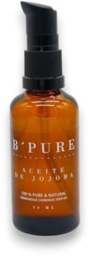 Aceite de Jojoba Orgánico Puro B’PURE 100 ml | Prensado en Frío, Vegano y No Comedogénico | Hidratante Natural para Rostro, Cabello, Piel y Uñas | Equilibra, Suaviza y Regenera sin Engrasar