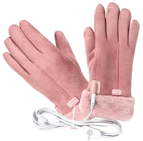 TOGEVAL Beheizte Lederhandschuhe Damen Herren Elektrische Handschuhe Tragbare Warme Fäustlinge Temperaturregelung Für Kaltes Wetter