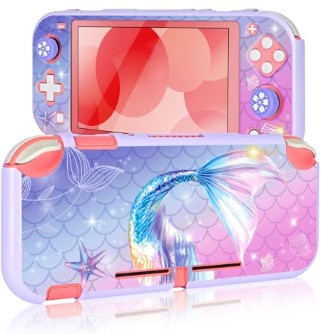 DLseego Couverture Compatible avec Switch Lite, Étui de Protection Rigide pour Switch Lite Coque avec 2 Capuchons de Poignée de Pouce, Violet