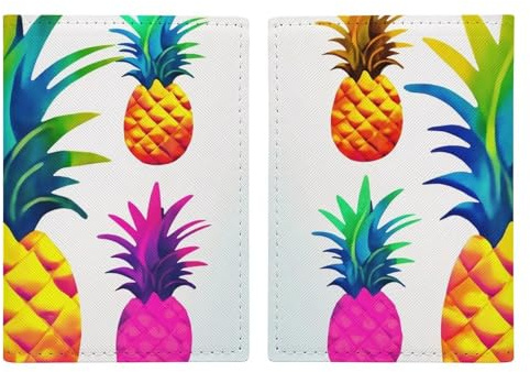 Reisepasshülle aus buntem Ananas-Leder, handgefertigt, mit Karten- und Ticketschlitz, einfacher Zugriff, Reisepasshülle, Reisepasshülle für Damen und Herren, Stil, 20,3 x 13,8 cm, Stil:, 20.3x13.8cm