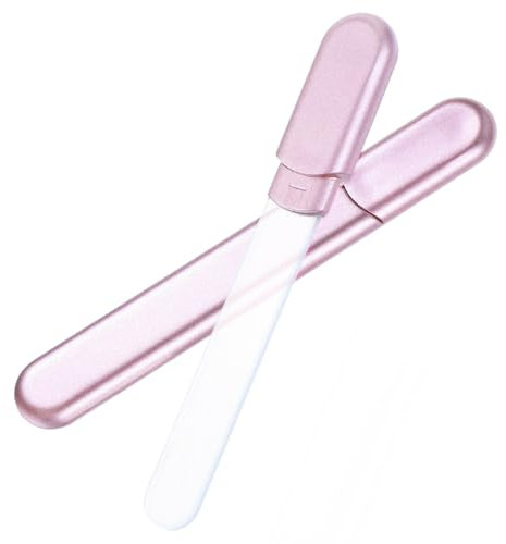 2 Stück Glasfeile Für Nägel Mit Etui Professionelle Doppelseitige Kleine Glas Nagelfeile Mini Reise Kristall Finger Nagel Feilen Nail File Für Nagelpflege Gelnägel Naturnägel Pediküre Nägel（Roségold）