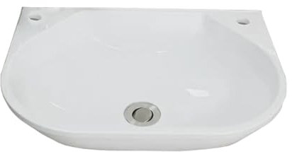 XRB2050 Blanc Lavabo Mural en Résine, 42x30x14 cm Lavabo Salle De Bains Suspendu et Autoportant pour Petite Salle de Bain et Les Toilettes Vestiaires Buanderies A 80cm kit de drainage