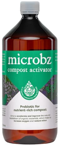 MICROBZ COMPOST ACTIVATOR | 1 Litre Concentrate| Natural Multi Strain Probiotic for Healthy Compost, Chemical-Free, Accelerates & Improves Natural Breakdown of Kitchen & Garden Organic Waste