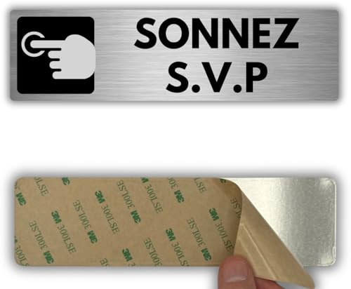 LEIASA | Panneau Sonnette - 5x18 cm - Aluminium - Sonnez Avant d'Entrer