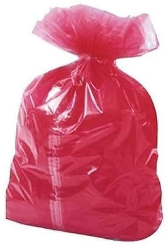 Bolsas de basura con código de color, color rojo, tamaño 457 x 724 x 965 mm, 90 litros, fabricación británica (50)