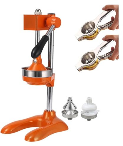 Exprimidor de cítricos Profesional, exprimidor Manual de Naranjas, exprimidor de limón Comercial, Incluye 2 moldes para Mayor Comodidad (Naranja)
