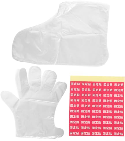 EPIGEIST Fußpeeling Masken und Feuchtigkeitshandschuhe für Handpflege aus Pe Material mit Auslaufsicherem Design für Zuhause und Salon mit Fixierpflastern Zufälliger Stil