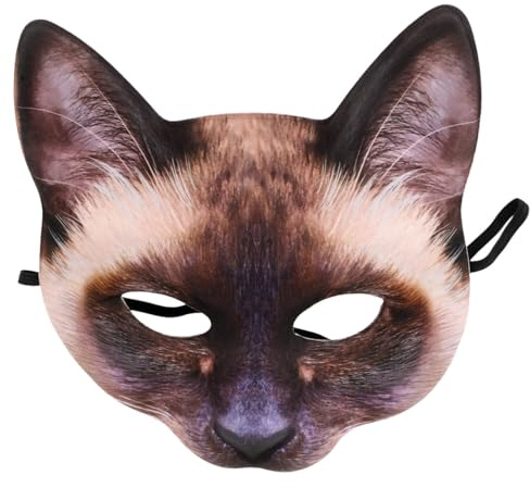 Baluue Masque Chat Halloween Unisexe EVA et Tissu Demi-visage pour Carnaval Cosplay et Fête Costumée Style Chat Orange
