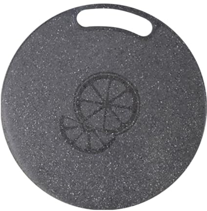 Veemoon Planche à Découper Ronde Imitation Marbre en Plastique 35 X 08 CM Antidérapante et Suspendable pour Fruits et Légumes Planche à Découper la Cuisine Écologique Nettoyage Facile