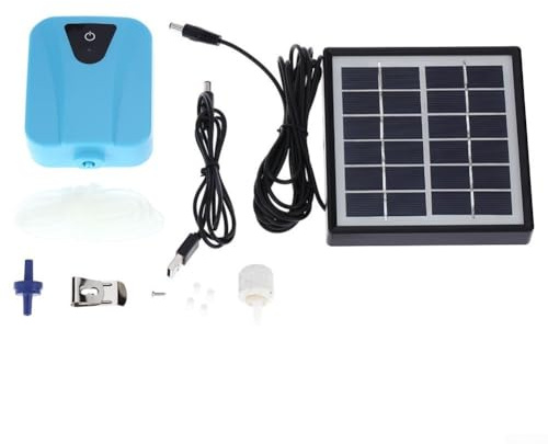 Gdfnmogo Kit di ossigenazione e aeratore per laghetto ad energia solare con caricatore CC per stagni e acquari all'aperto, flusso d'aria 2L/min, ossigeno dell'acqua
