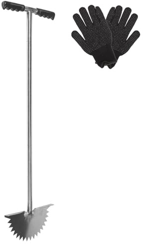 HOMSFOU Coupe-Bordures Manuel Portable en Acier Inoxydable Lame Demi-Lune, Outil de Bordure pour Pelouse et Trottoir, Entretien de Jardin, Coupe-Herbe pour Aménagement Paysager