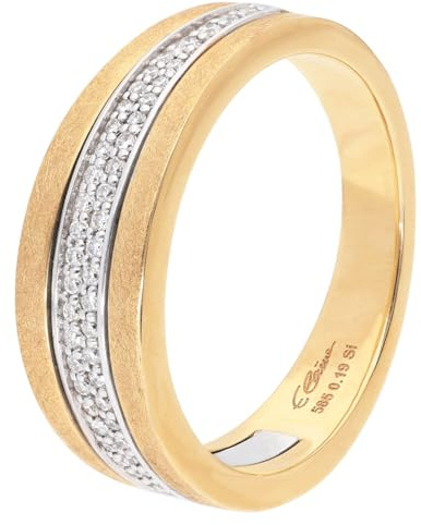 GLIZZ Damenring Gold 585 Bicolor Brillantring GL1672 | zeitloser Goldschmuck für Frauen, elegantes Accessoire