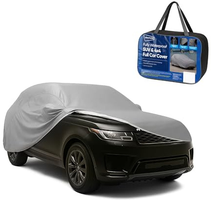 Streetwize Universal Extra Large 4X4/SUV Car Cover– Waterproof, Breathable, All Weather Protection for Dust, Dirt, Tree Sap, Bird Droppings and Snow – with Buckle Strap – 523x190x150 cm