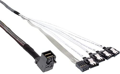 InLine 27631A - Cable mini SAS HD SFF-8643 acodado a 4 SATA + banda lateral, 0,5 m