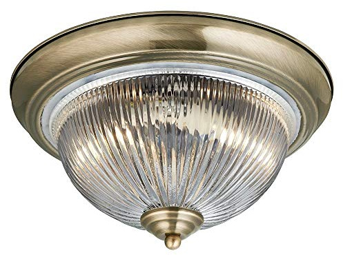 Searchlight American Diner Flush Fitting Ceiling Light Antique Brass Finish 4370