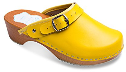FUTURO FASHION Women's Healthy Natural Genuine Leather Wooden Sole Plain Clogs Unisex Colours Sizes 3-8 UK