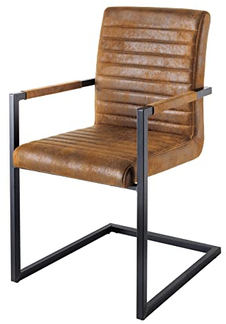 Invicta Interior riess-Ambiente Freischwinger Stuhl LOFT Vintage braun mit Armlehne Schwingerstuhl Esszimmer Stuhl Esstischstuhl Microfaserstuhl