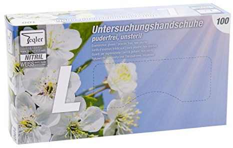 teqler T di 324503 Guanti in nitrile, senza polvere, bianco, grande (confezione da 100 pezzi)