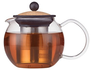 Bodum 1807-109S Assam tebryggare med rostfritt stål filter, glas, transparent/kork, 0,5 l, 11,9 x 16,7 x 13,4 cm, 1 enhet