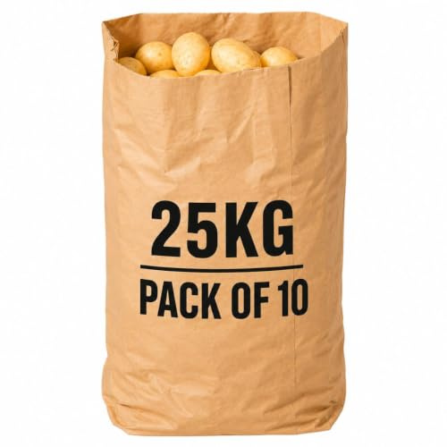 Recyclable Brown Paper Potato Sack 850mm x 330mm Holds Up To 25KG (Pack Of 10)