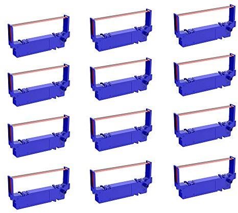 Bigger Lot de 12 rubans d'encre compatibles SP700 3157BR 30980721 pour imprimante Star SP-700BR, RC-700BR, SP-712, SP-712R, SP-742, SP-742R (noir et rouge)