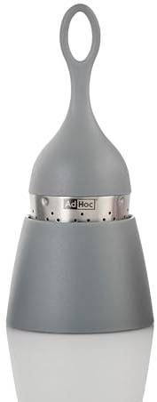 AdHoc Teesieb Floatee Grau, Teeei für Losen Tee und Gewürze, Teesieb | Abtropfständer, wiederverwendbarer, hitzebeständig Teefilter für Teekanne, Gewürzei für Teekannen, Edelstahl/Kunststoff
