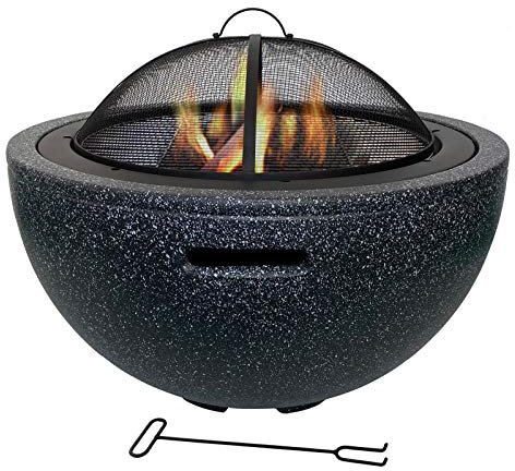 VEDKYY Brasero Exterieur, Jardin Terrasse, Brasero Barbecue Pierre, Haut, en Fonte, Grande, Charbon De Bois, Barbecook, Brazeros Exterieur Grill Camping, Brasero Plancha Transportable Φ 80Cm,Noir