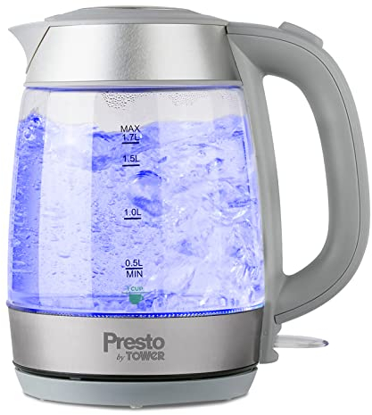 Tower PT10040GRY Presto 2200W 1.7L Glass Kettle, Grey